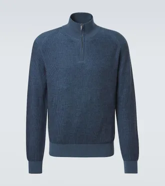 Brioni Cashmere and wool half-zip sweater