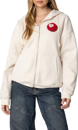Edikted Magic 3 Oversize Graphic Zip Hoodie in Cream at Nordstrom, Size X-Large