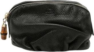 Gucci Pre-owned Bamboo Leren Make-up Tasje - Dames - Vintage Tassen - Zwart - ONE Size - Leer - Vintage