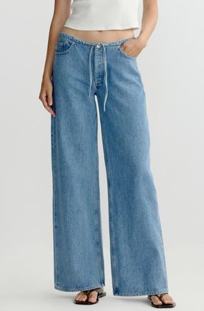 DL1961 Sienna Drawstring Low Rise Relaxed Wide Leg Jeans in River Aura at Nordstrom, Size 25