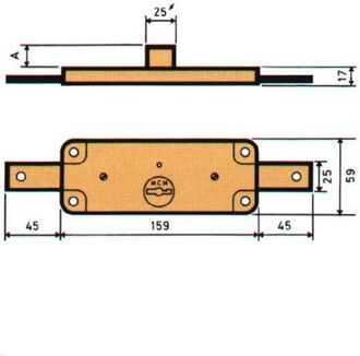 MCM Mcm - Cerradura Metal Sobreponer 1511b Acero Cincado Puerta Metalica Basculante