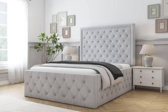 Comfort Beds Winchester Naples Bed Frame With Mattress-50 Upholstered in Silver | Size: Single