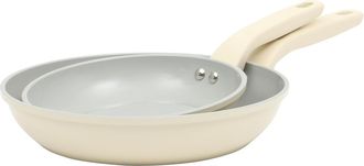 Gibson Home Barnsdall 2 Piece 8 Inch and 10 Inch Nonstick Aluminum Frying Pan Set in Linen