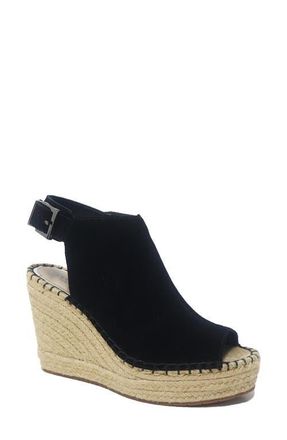 Kenneth Cole Olivia Platform Wedge Sandal in Black Suede at Nordstrom, Size 7.5