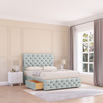 Sloomy Watson Naples Bed Set, 2 Drawers, Mattress & 54 Headboard in Silver | Size: Double