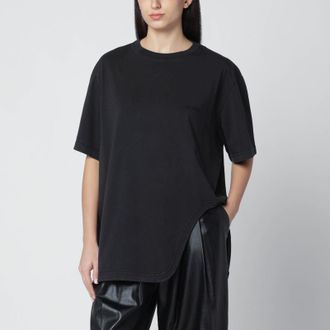 The Attico Black washed T-shirt with shaped hem