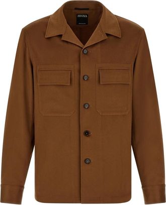 Ermenegildo Zegna Alba Overshirt - Heren - Zomerjassen - Bruin - L - Leer - Jassen