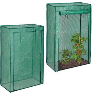 Relaxdays 3x Serra per Pomodori, Giardino, Balcone, Telo Orto Trasparente, HLP 150x100x50 cm, Acciaio e PVC, Verde
