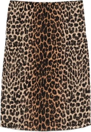 Saint Laurent Midi Skirts, female, Brown, XS, Animal-print Skirt