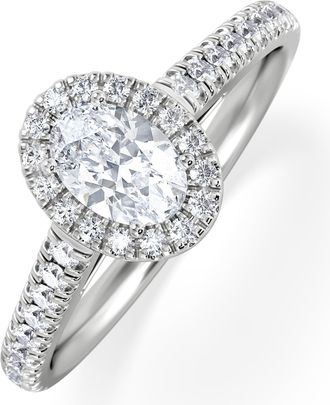 The Diamond Store Georgina Lab Oval Diamond Halo Engagement Ring Platinum 1.00ct F/VS1