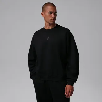 Nike Jordan Mens Jordan Brooklyn Oversized Fleece Crew-Neck Sweatshirt in Black | IM8915-010