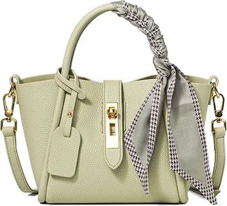 Generic Womens Leather Shoulder Bag - Small Bucket Tote & Crossbody Handbag for Casual Use(Light Green)
