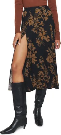 Reformation Zoe Side Slit Midi Skirt in Night Garden at Nordstrom, Size 2
