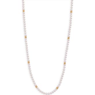 Argento Vivo Faux Pearl & Beaded Station Necklace in Gold at Nordstrom