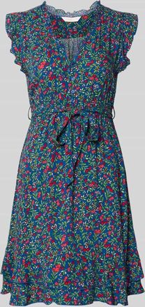 Apricot Minikleid aus Viskose mit Bindeg&uuml;rtel in Blau, Gr&ouml;&szlig;e XXL