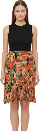 Pinko Orange Floral Above Knee Skirt