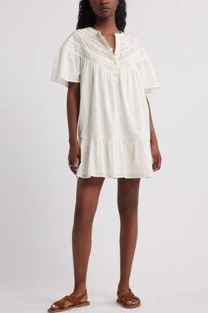 Treasure & Bond Lace Yoke Cotton Shift Dress in Ivory Egret at Nordstrom Rack, Size Small