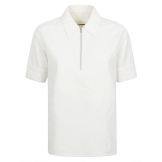 Jil Sander Polo Shirts, female, White, Size: 3XS Cotton Blend Polo T-Shirt