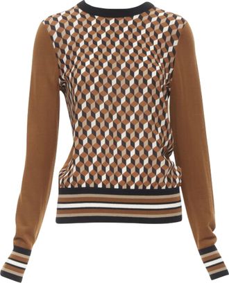 Michael Kors merino wool cube print silk panel sweater