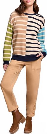 Tribal Long Sleeve Crew Neck Sweater In Ice Latte