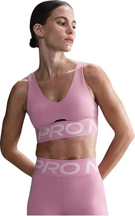 Nike Pro Indy Plunge Medium Support Bra Womens Bra Elemental Pink/Pink Foam /White : XL (US 16-18), Polyester/Spandex