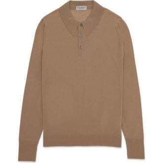 Fortela Dorset Long Sleeve Polo Shirt in Camel at Nordstrom, Size X-Large