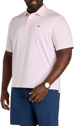 Vineyard Vines Big & Tall Bradley Stripe Sankaty Polo Shirt in Hibiscus Tejeda at Nordstrom, Size 1Xb