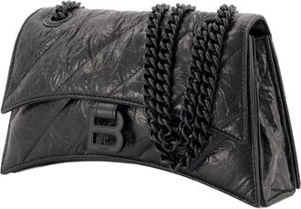 Balenciaga Womens Crush Chain S Hobo Black Leather Calfskin Crossbodies