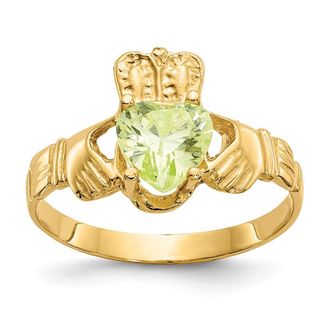 Diamond2Deal 14k Yellow Gold Yellow Cubic Zirconia Claddagh Ring