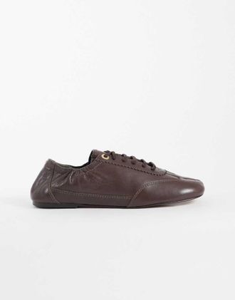 Bronx Semm-ie sneakers con punta divisa in pelle morbida color coffee bean-Marrone