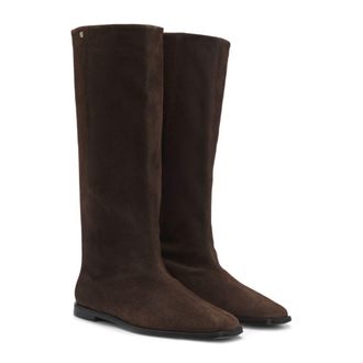 BOSS Knee-high boots in suede with Double B monogram