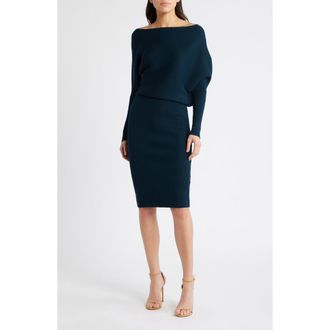 Reiss Lara One-Shoulder Rib Sweater Dress in Teal at Nordstrom Rack, Size X-Small