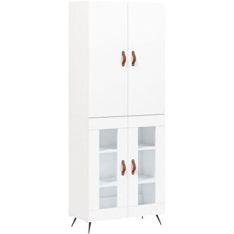 vidaXL Aparador Alto Madera Contrachapada Blanco 69,5x34x180 Cm Vidaxl