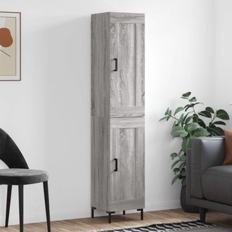 vidaXL Aparador Alto Madera Contrachapada Gris Sonoma 34,5x34x180 Cm Vidaxl
