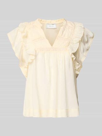 Neo Noir Neo Noir Regular Fit Blusentop mit Kapp&auml;rmeln Modell Jayla in Pastellgelb, Gr&ouml;&szlig;e 40