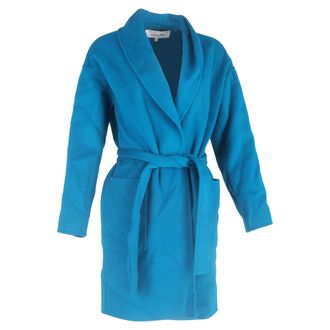 Diane Von F&uuml;rstenberg Felted Long Coat in Blue Wool