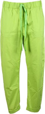 Semicouture broek - Dames - Straight fit broeken - Groen - L - Katoen - Broeken