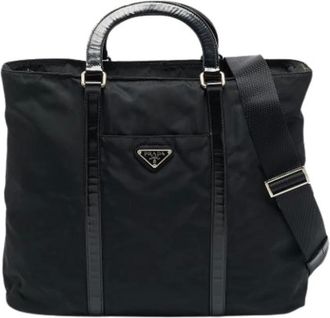 Prada Pre-owned Tote Bags, female, Black, Size: ONE SIZE Pre-owned Nylon Tote Bag