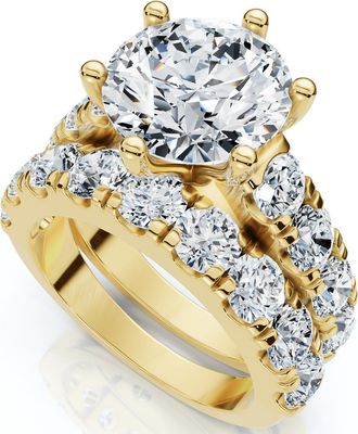 Pompeii3 VS 6 1/2Ct Diamond Engagement Wedding Ring Set in 10k Yellow Gold Lab Grown