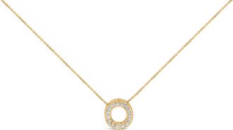 House of Brilliance Yellow Gold Vermeil.925 Sterling Silver Diamond Accent A-Z Initial Bubble Pendant Necklace