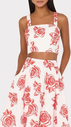 Milly Rose Embroidered Cotton Crop Top in Red/White at Nordstrom Rack, Size Large