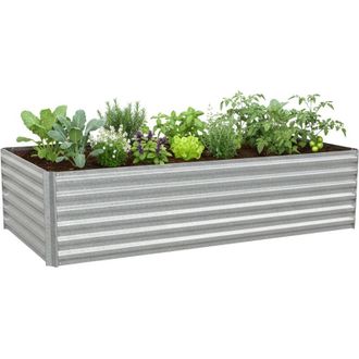Relaxdays Relaxdays Orto rialzato, metallo zincato, per fiori, piante & ortaggi, HxLxP: 57 x 240 x 90 cm, argento