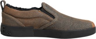 Dolce & Gabbana Brown Katoenen Lage Slip-On Sneakerschoenen