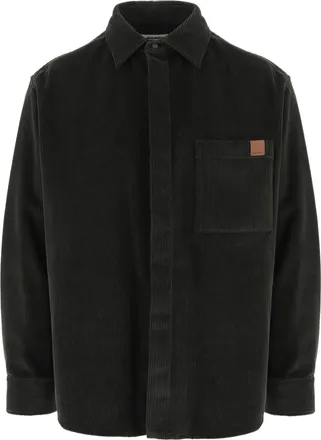 Darkpark Ribbed Cotton Velvet Shirt With Classic Collar And Hidden Closure
