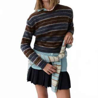 Guest In Residence Grizzly Stripe Crew Sweater In Charcoal Combo