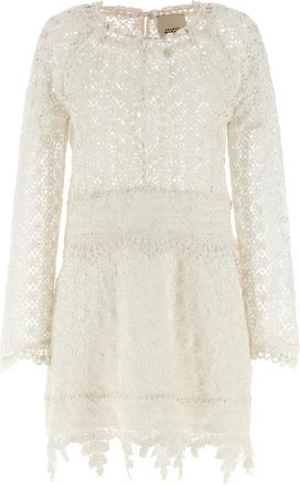 Isabel Marant Mini Hizene Gehaakte Open Gebreide Katoenen Jurk - Dames - Korte kleedjes - Wit - XS - Katoen - Kleedjes