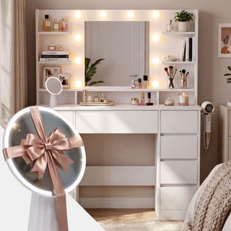 Clp Tavolo Trucco Pretty Con Specchio Bianco