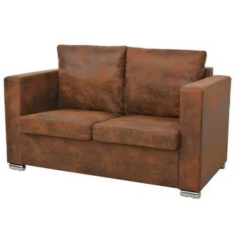 vidaXL Sof&aacute; De 2 Plazas De Cuero Artificial De Ante 137x73x82 Cm Vidaxl