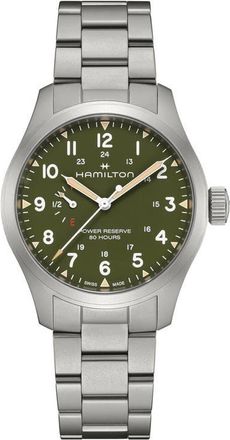 Hamilton Khaki Field Mechanical Power Reserve Bracelet Watch, 40mm in Green at Nordstrom