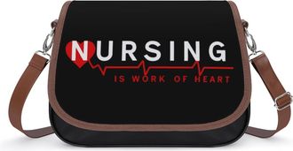 Generic Nursing Is A Work of Heart Small Womens Crossbody Bags Shoulder Handbag with Adjustable Strap for Travel
